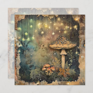 Cottagecore Mushroom Fairy Light Scrapbook Journal Invitation