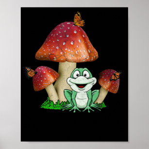 Cottagecore Mushroom Frog For Botanical Shroom Myc Poster