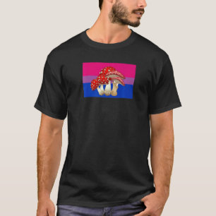 Cottagecore Mushroom Love Bisexual Pride Flag Myco T-Shirt