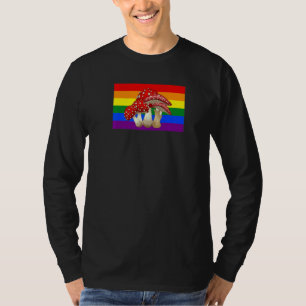 Cottagecore Mushroom Love Gay Pride Flag Mycology  T-Shirt