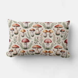 Cottagecore Mushroom Pattern Lumbar Pillow