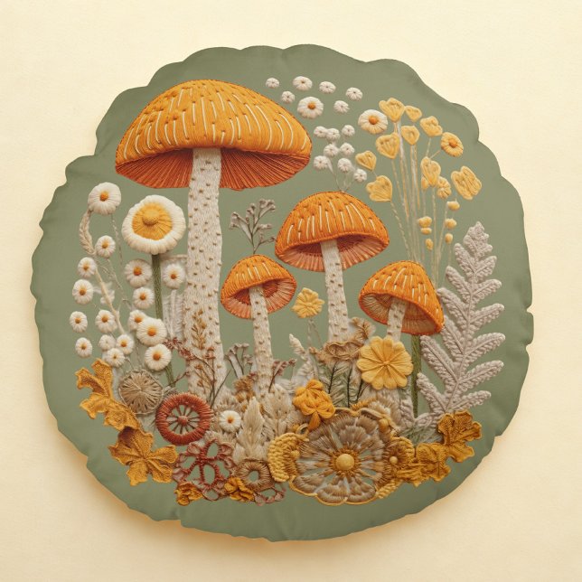 Cottagecore Mushroom Round Pillow (Creator Uploaded)