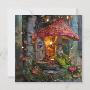 Cottagecore Mushroom Treehouse Scrapbook Page Invitation