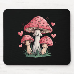 Cottagecore Mushroom Valentines Cute Heart Nature Mouse Pad
