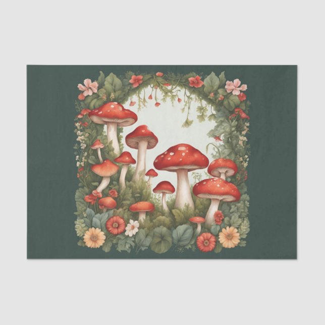 Cottagecore Mushrooms Decoupage Tissue Paper (Front)