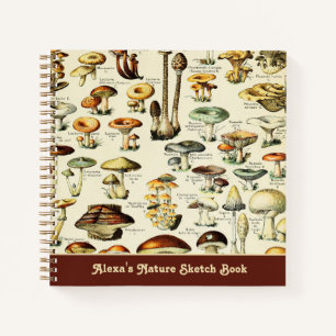 Cottagecore Mushrooms Vintage Naturalist Notebook