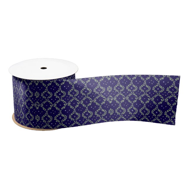 Cottagecore Navy Christmas  Satin Ribbon (Spool)