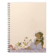 Cottagecore Notebook, Girl Reading a Book
