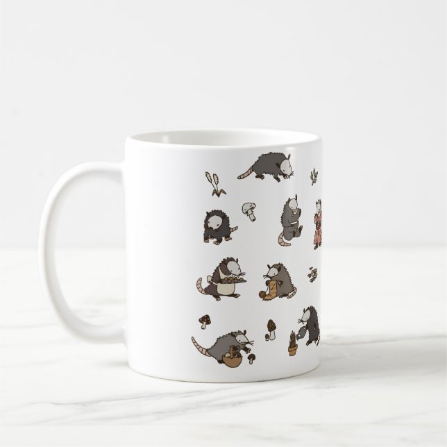 Cottagecore Opossums Coffee Mug (Left)
