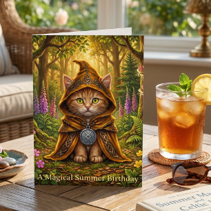 Cottagecore Orange Tabby Cat Summer Birthday Card