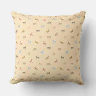 Cottagecore Pastel Western Wild Horses  Throw Pillow