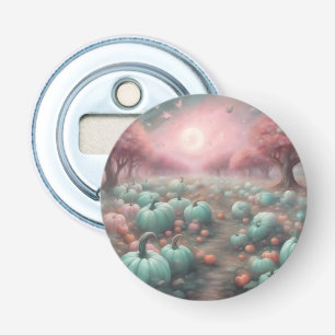 Cottagecore personalized Pink & Mint Pumpkin Patch Bottle Opener