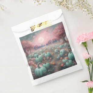 Cottagecore personalized Pink & Mint Pumpkin Patch Favour Bag