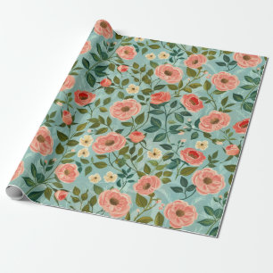 Cottagecore Pink Floral Gift Wrapping Paper