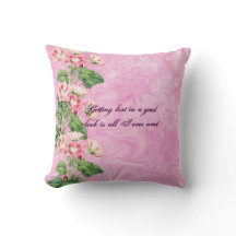 Cottagecore Pink Flowers Custom Throw Pillow