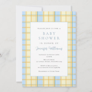 Cottagecore Plaid Yellow Baby Shower Invitation