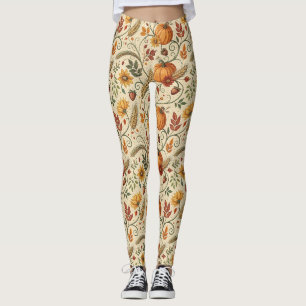 Cottagecore Pumpkin Patch Autumn Pattern Leggings