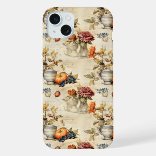 Cottagecore Pumpkin Teacup Autumn Floral iPhone 15 Plus Case
