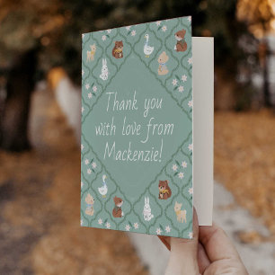 Cottagecore Quilted Woodland Baby Shower Thank You Card
