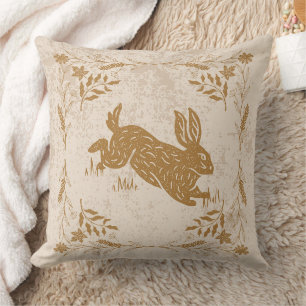 Cottagecore Rabbit Throw Pillow