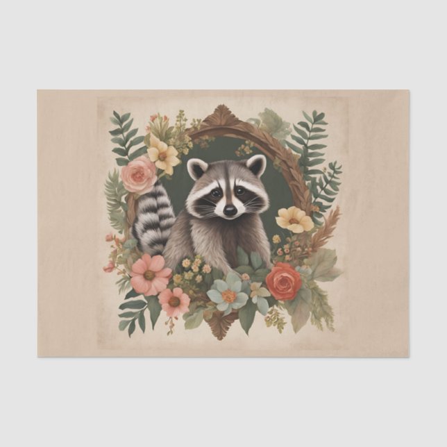 Cottagecore Raccoon Decoupage Tissue Paper (Front)
