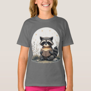Cottagecore Raccoon Reading Book WhimsicalWoodland T-Shirt