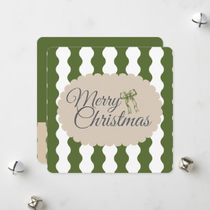 Cottagecore Rayures Vertes Carte de Noël sur Mesur