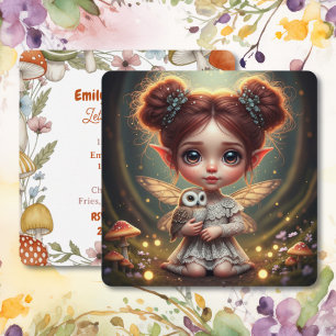 Cottagecore Red Haired Fairy Themed Birthday Party Invitation