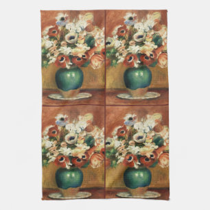 Cottagecore Renoir Floral Bouquet Fine Art Kitchen Towel