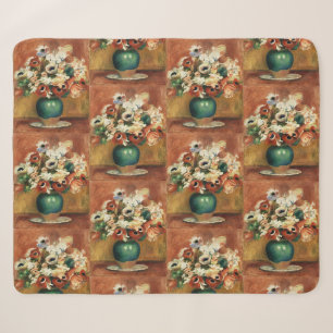 Cottagecore Renoir Floral Bouquet Fine Art Sherpa Blanket