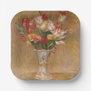 Cottagecore Renoir Floral Vintage Tulip Art Paper Plate