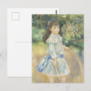 Cottagecore Renoir Girl Garden Vintage Painting Postcard