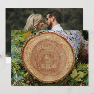 Cottagecore Rustic Country Wood Grain Slice Boho Save The Date