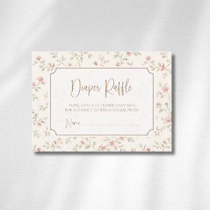 Cottagecore Sage Blush Flowers Gold Diaper Raffle Enclosure Card