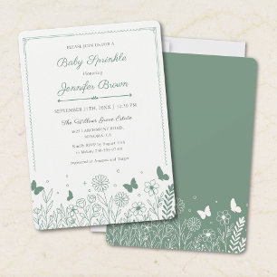 Cottagecore Sage Green Baby Sprinkle Invitation