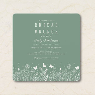 Cottagecore Sage Green floral Bridal Brunch Invitation