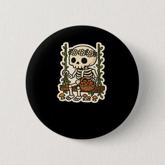 Cottagecore Skeleton With Flower Crown 2 Inch Round Button