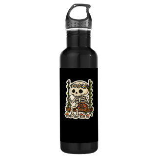Cottagecore Skeleton With Flower Crown 710 Ml Water Bottle
