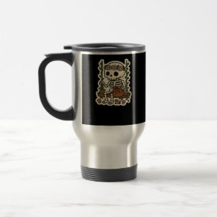 Cottagecore Skeleton With Flower Crown Travel Mug