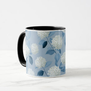 Cottagecore Soft Blue Hydrangea Floral Pattern Mug