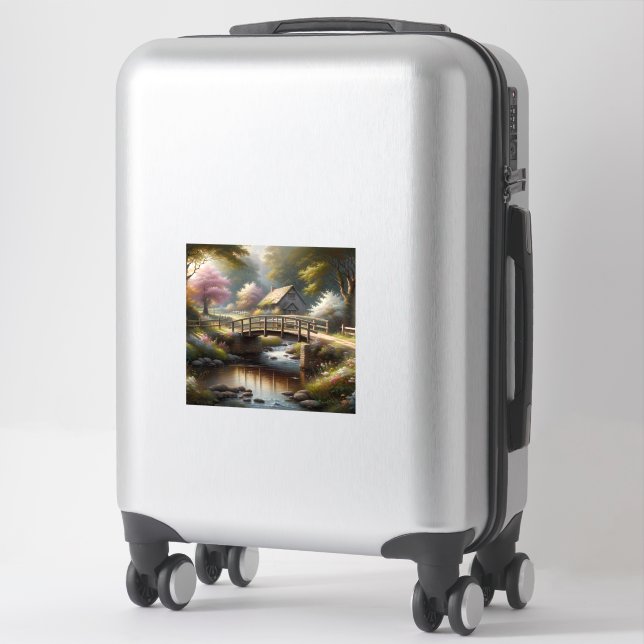 Cottagecore Spring Bridge Cottage Scene (Suitcase)