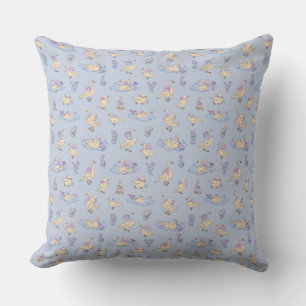 Cottagecore Storybook Ducks & Swans Lavender  Throw Pillow