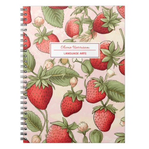 Cottagecore Strawberries Name and Subject Notebook