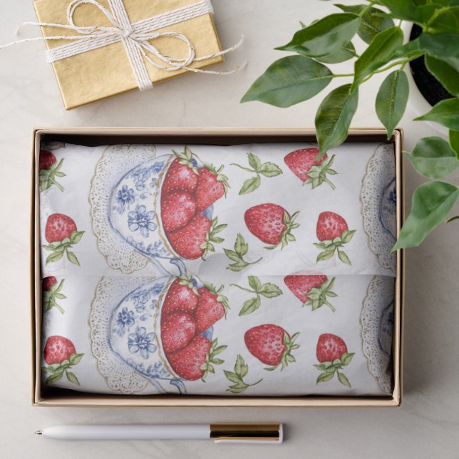 Cottagecore Strawberry Pattern  Tissue Paper (Gift)