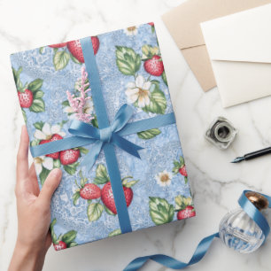 Cottagecore Strawberry Pattern  Wrapping Paper
