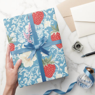 Cottagecore Strawberry Pattern  Wrapping Paper
