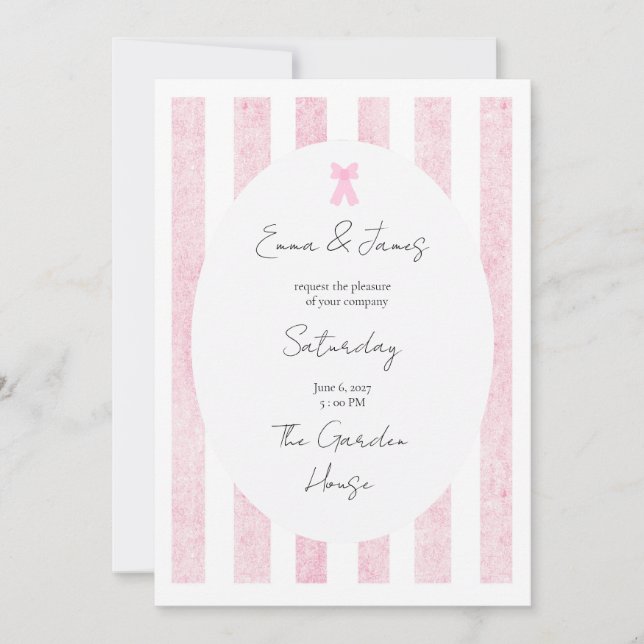 Cottagecore Stripes Wedding Invitation  (Front)