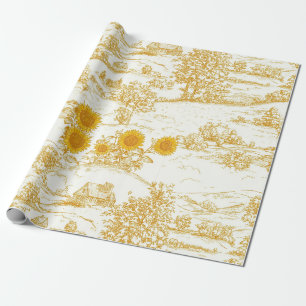 Cottagecore Sunflower Countryside Toile (1) Wrapping Paper