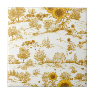 Cottagecore Sunflower Countryside Toile (2) Tile