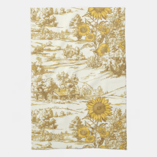 Cottagecore Sunflower Countryside Toile (5) Kitchen Towel